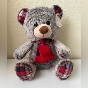 Fiesta Ty Plush Bear with Red Plaid Details, 16”🦋